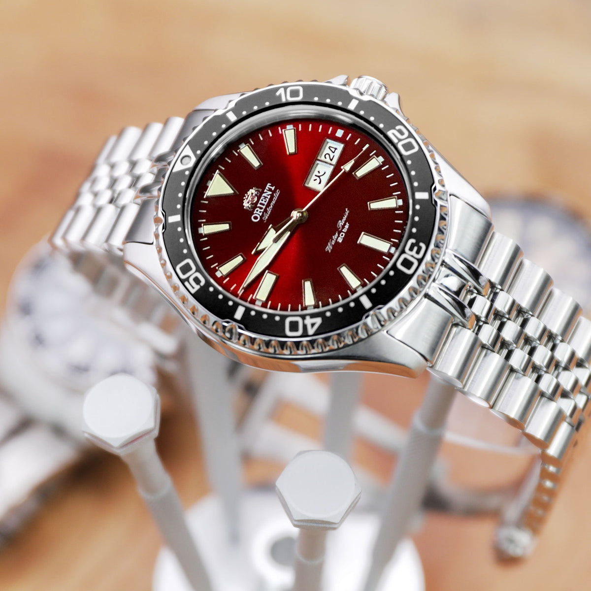 22mm Super-J Louis JUB Watch Band compatible with Orient Kamasu, 316L Stainless Steel Brushed V-Clasp