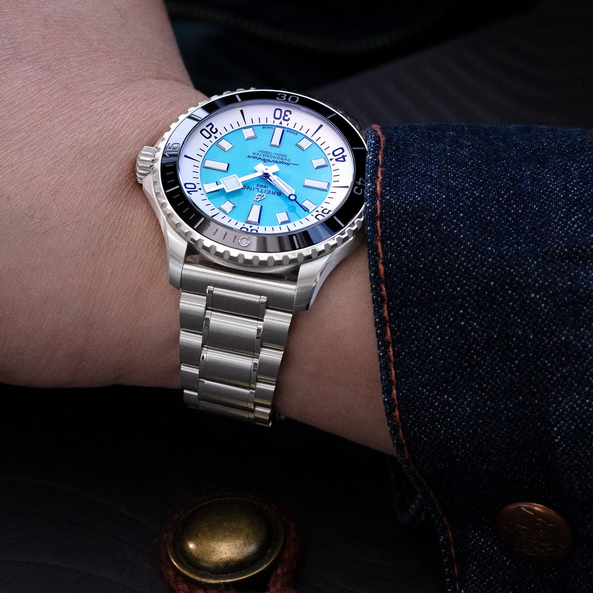 Breitling SuperOcean Automatic 44 Turquoise Blue Strapcode Watch Bands