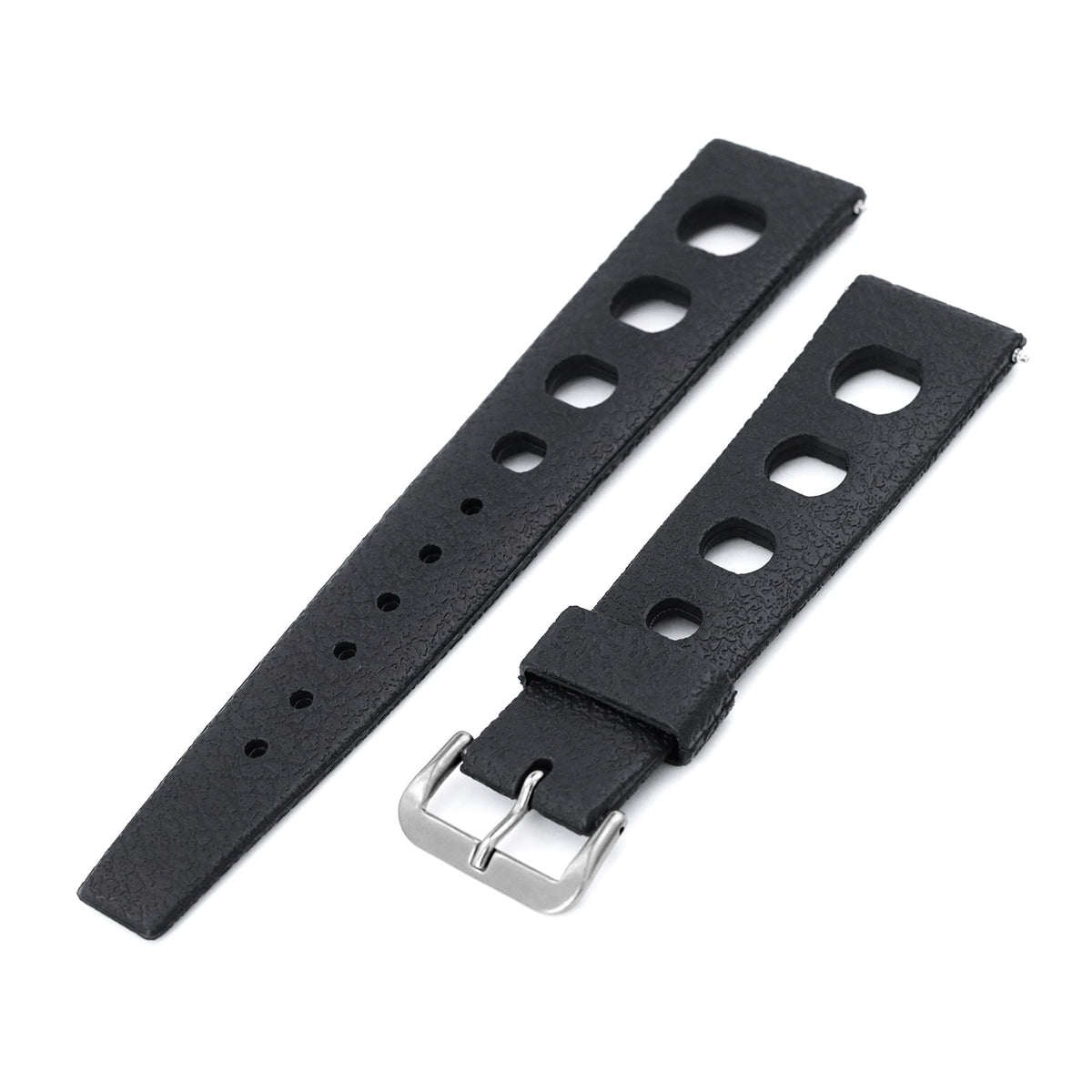 20mm Black Retro Large Holes Rally Tapered Rubber watch band Strapcode Watch Bands