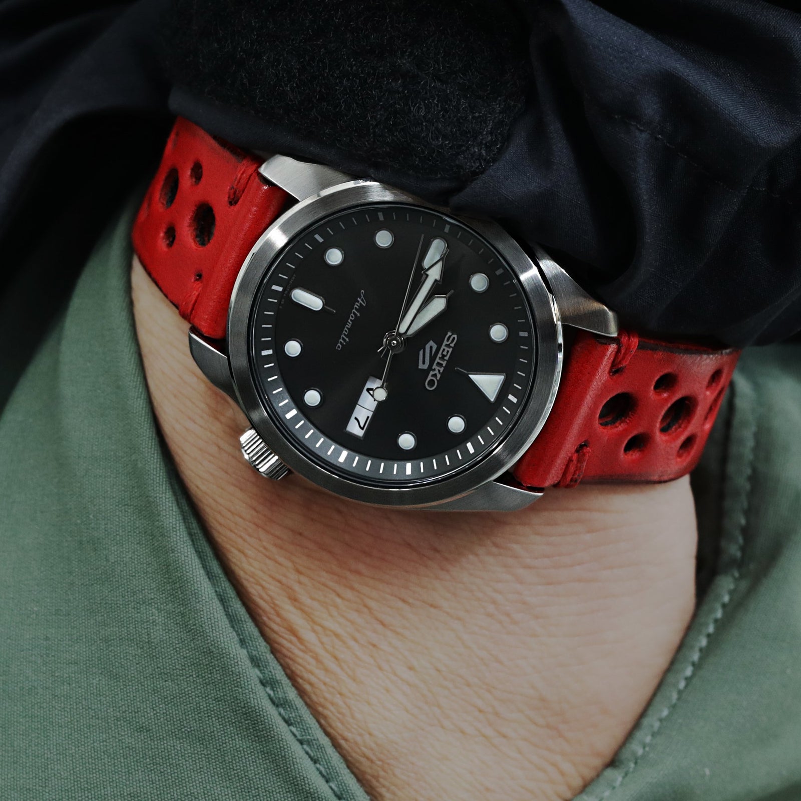 20mm Red Italian Handmade Racer Watch Band, P Buckle Strapcode Watch Bands
