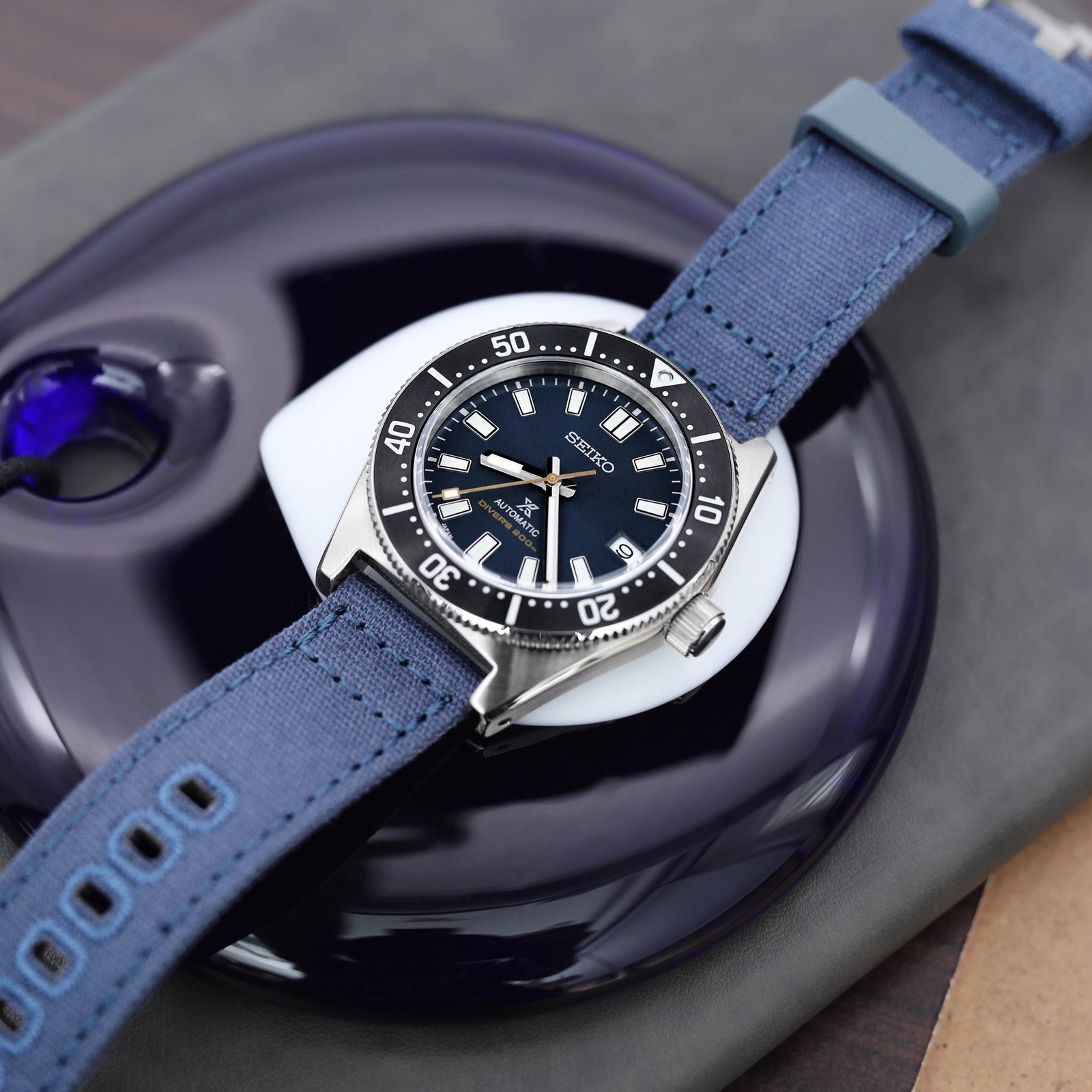 Navy Blue Quick Release Canvas Watch Strap 22mm or 20mm Strapcode Watch Bands