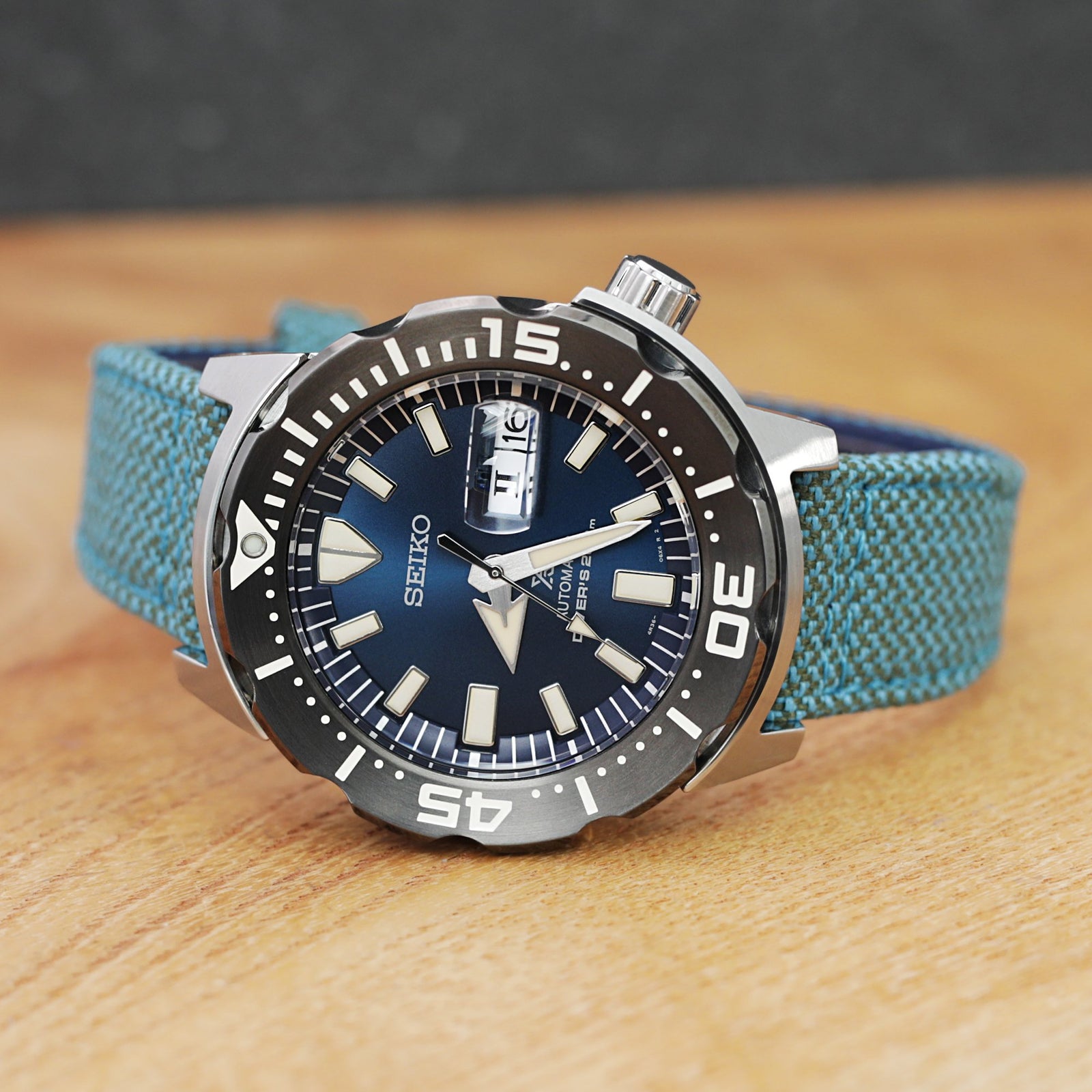 Q.R. Pilot watch strap 20mm or 22mm Revive Watch Band in Blue Mixed GreenStrapcode Watch Bands