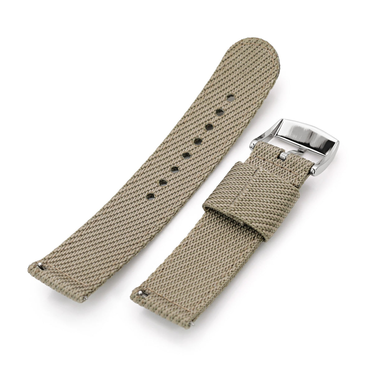 22mm 2-pcs Nylon Watch Band, Khaki, Quick Release Strapcode Watch Bands
