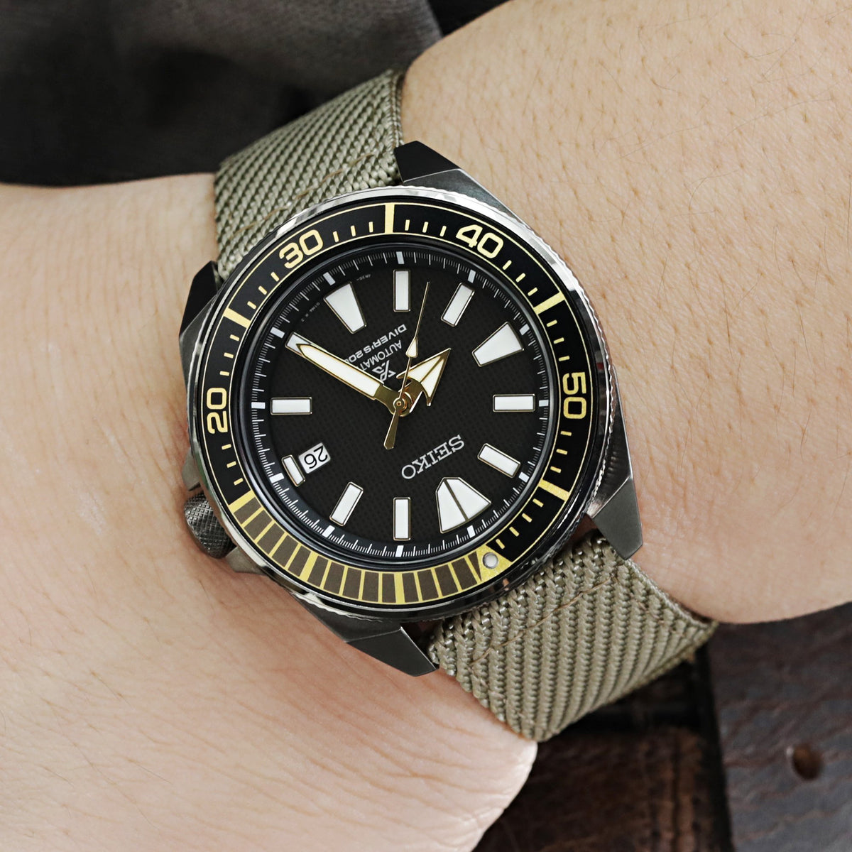Seiko Samurai Prospex Automatic Dive Watch SRPB55K1 PVD Black Strapcode Watch Bands