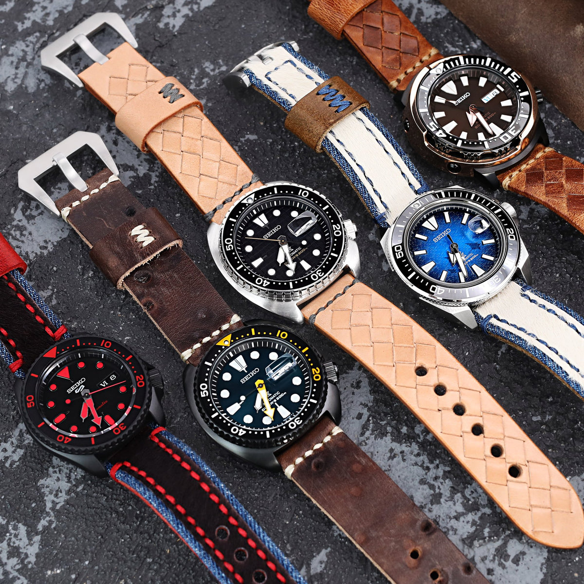 Seiko 5 Sports SRPD83K1 Black Hard Coating Red Lume Street Style Strapcode Watch Bands