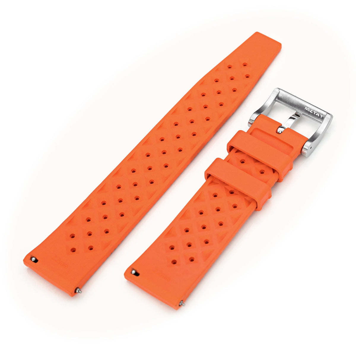 Quick Release Orange Tropic Pro FKM rubber watch strap, 20mm or 22mm Strapcode Watch Bands