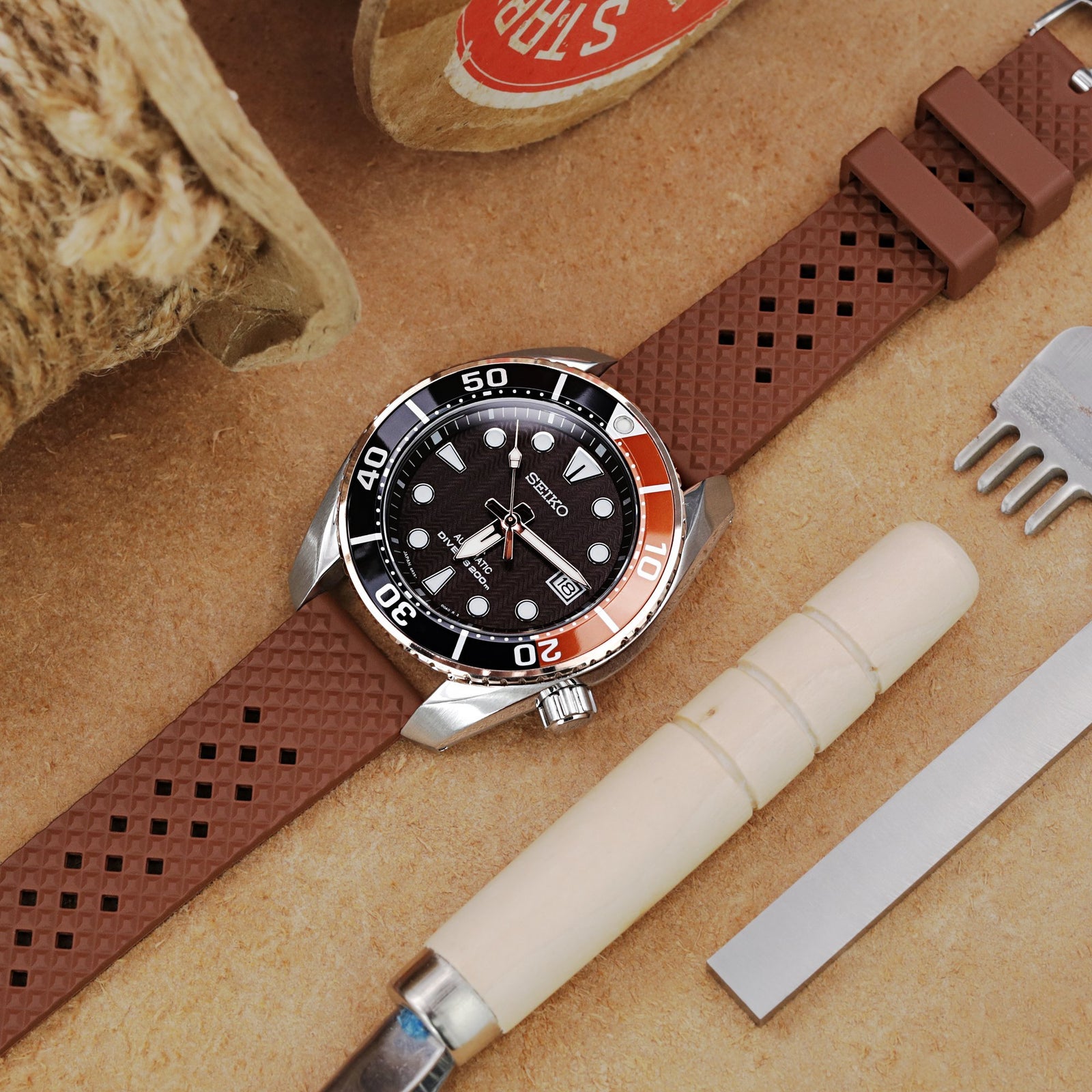 Rhombus Brown FKM Quick Release rubber watch strap, 20mm


 Strapcode Watch Bands
