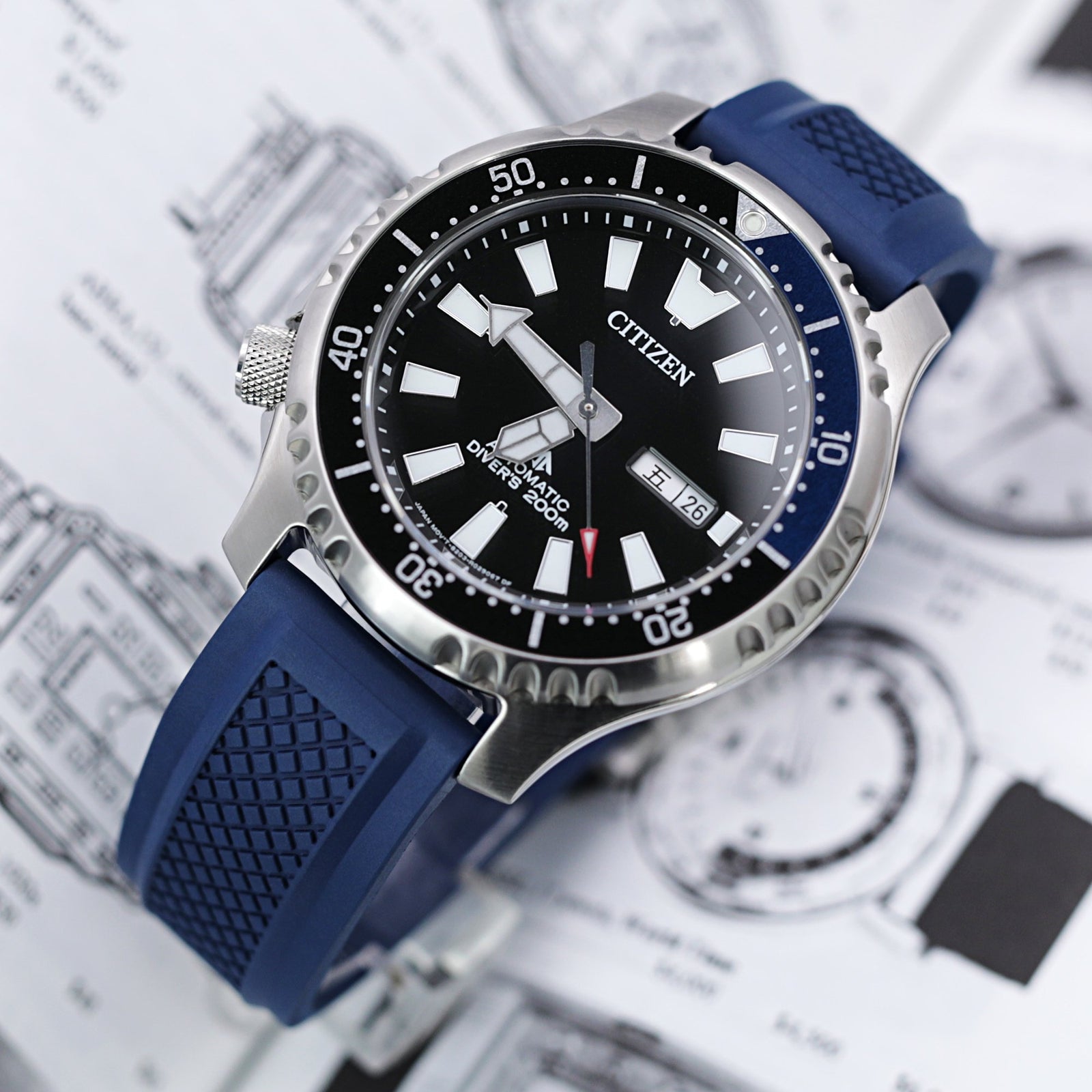 Crisscross Blue FKM Quick Release Rubber Strap, 20mm or 22mm Strapcode Watch Bands