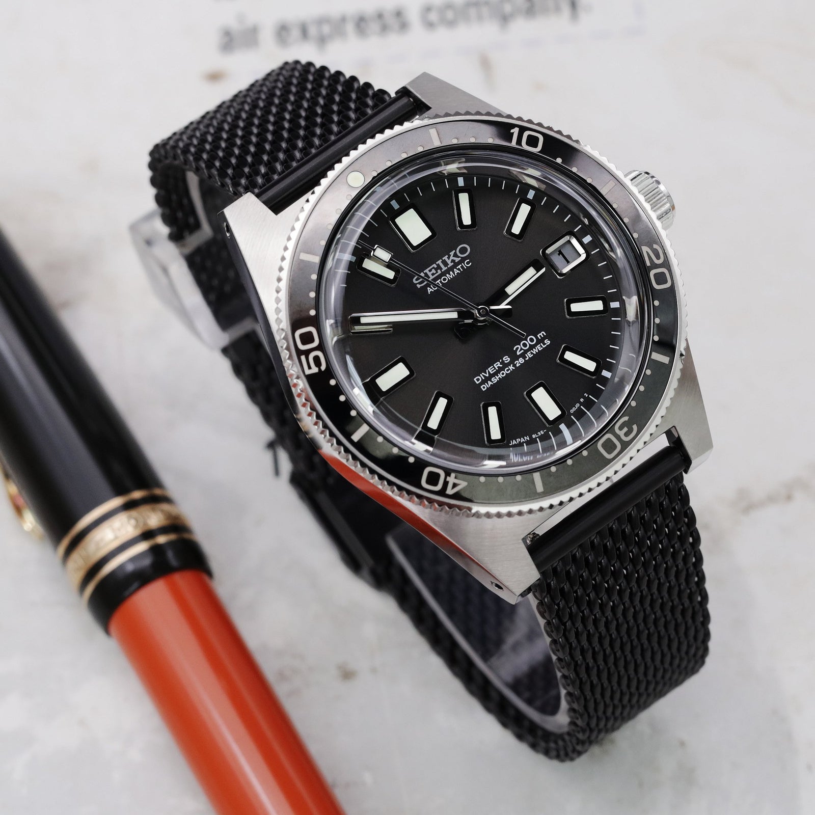 Quick Release Tapered Milanese Mesh Watch Band, PVD Black Strapcode Watch Bands