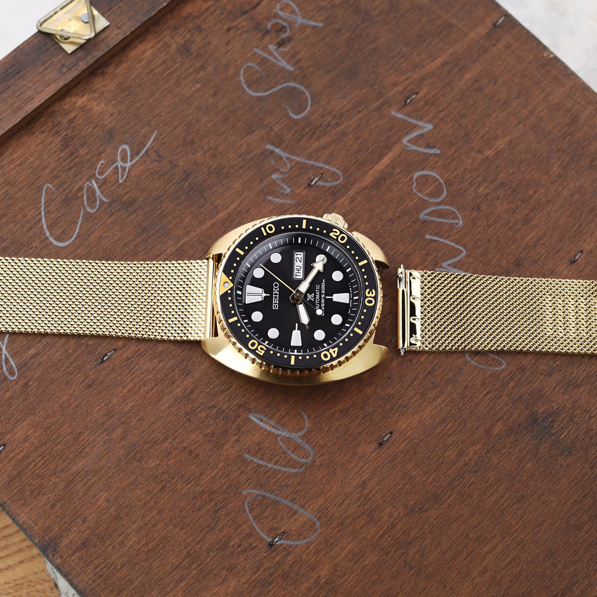 Seiko New Turtle Prospex SRPC44 Diver Goldtone Case Strapcode Watch Bands