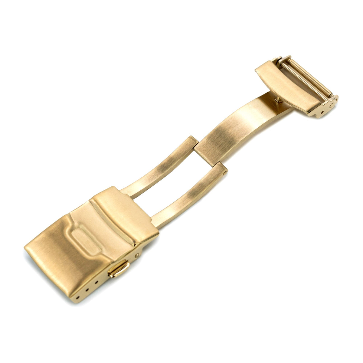 18mm Stainless Steel Diver Clasp Double Lock Button Diver Buckle, Brushed IP Gold
