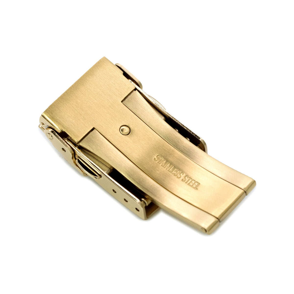 18mm Stainless Steel Diver Clasp Double Lock Button Diver Buckle, Brushed IP Gold