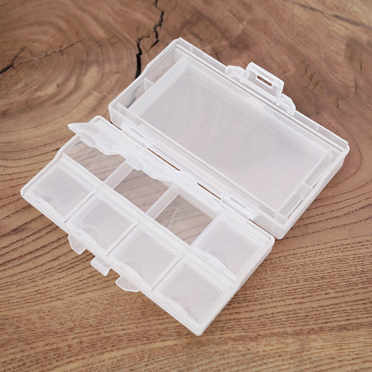 8+1 Slots Container for Watch Band Spring Bars, Buckles and Watch Parts, Translucent Strapcode Watch Bands