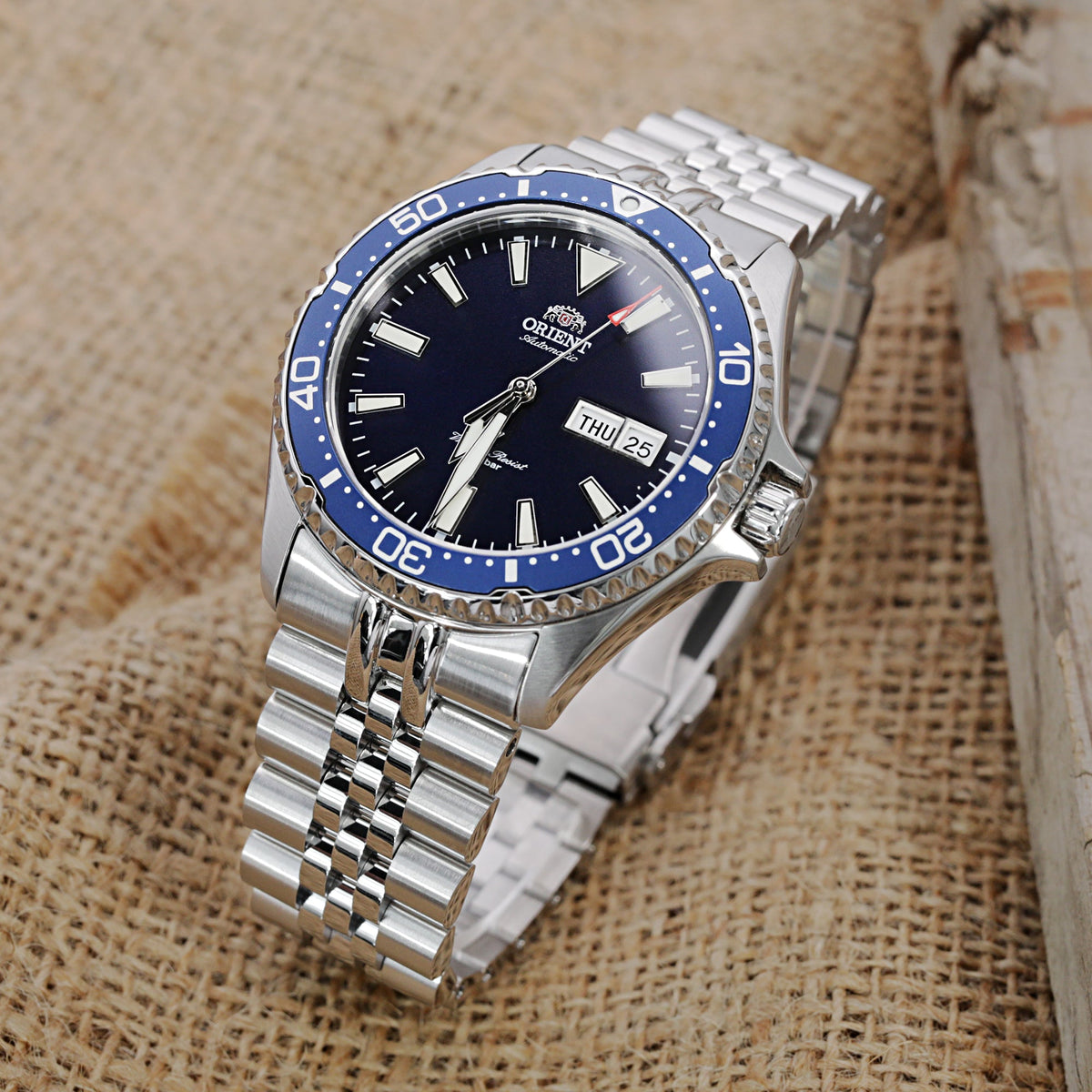 Orient Kamasu watch by strapcode, Blue Diver Watch RA-AA0002L19B