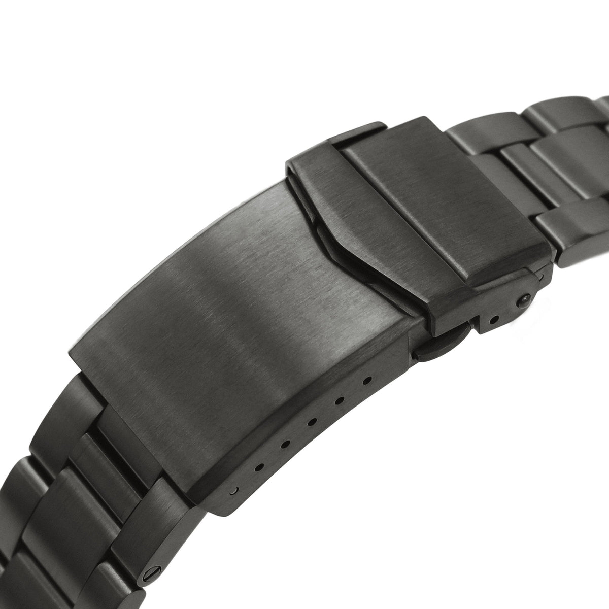 22mm Super-O Boyer Watch Band for Orient Black Kamasu, 316L Stainless Steel PVD Graphite Color V-Clasp Strapcode watch bands