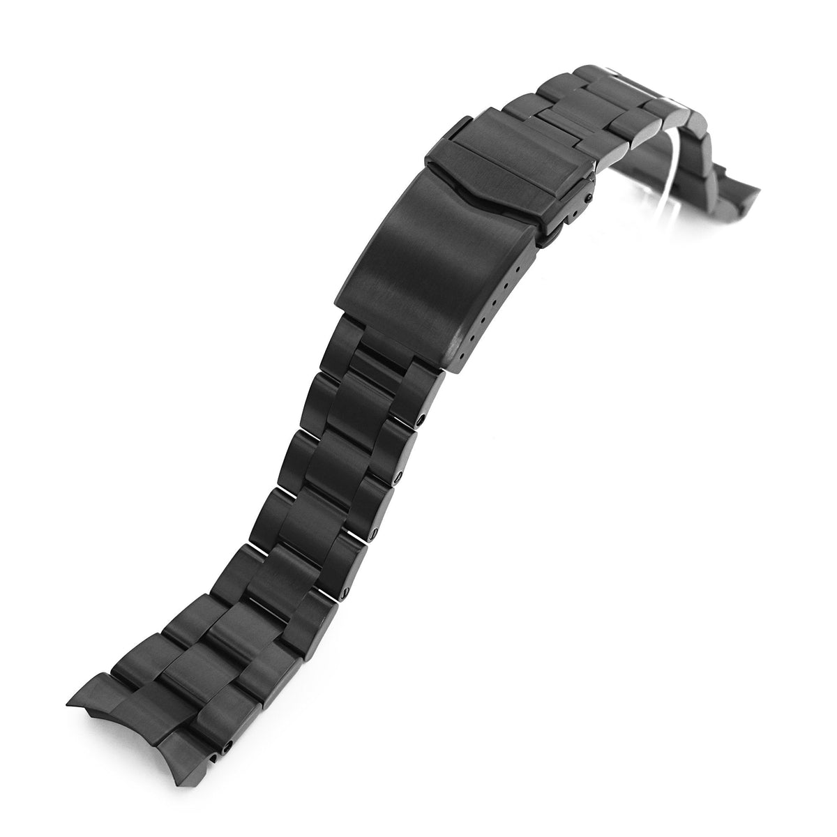 22mm Super-O Boyer Watch Band for Orient Black Kamasu, 316L Stainless Steel Diamond-like Carbon (DLC coating) V-Clasp Strapcode watch bands
