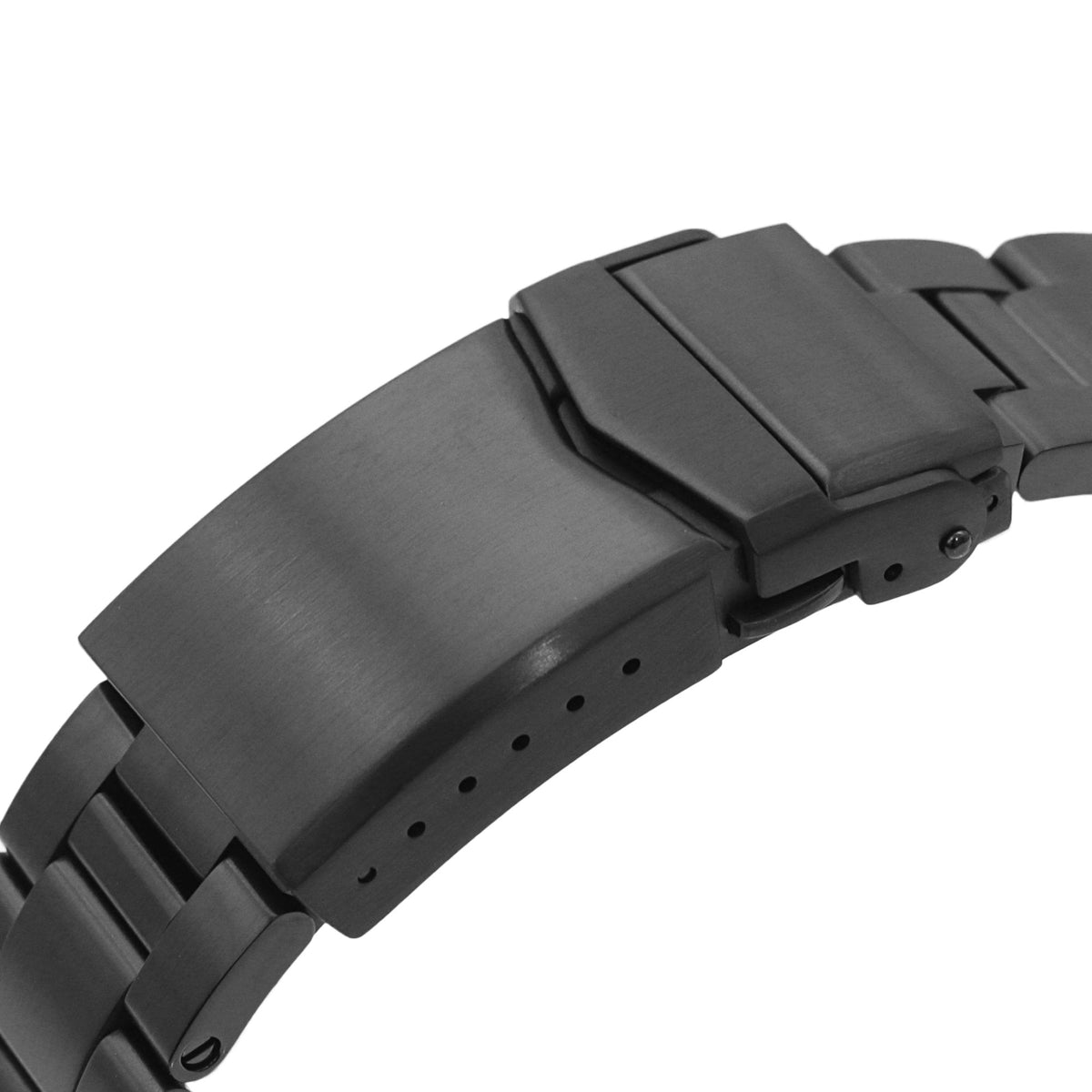 22mm Super-O Boyer Watch Band for Orient Black Kamasu, 316L Stainless Steel Diamond-like Carbon (DLC coating) V-Clasp Strapcode watch bands