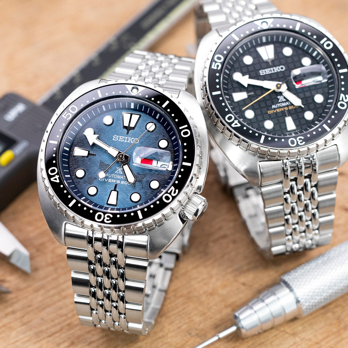 Beads of rice bracelet , Seiko Turtle watch bands by Strapcode