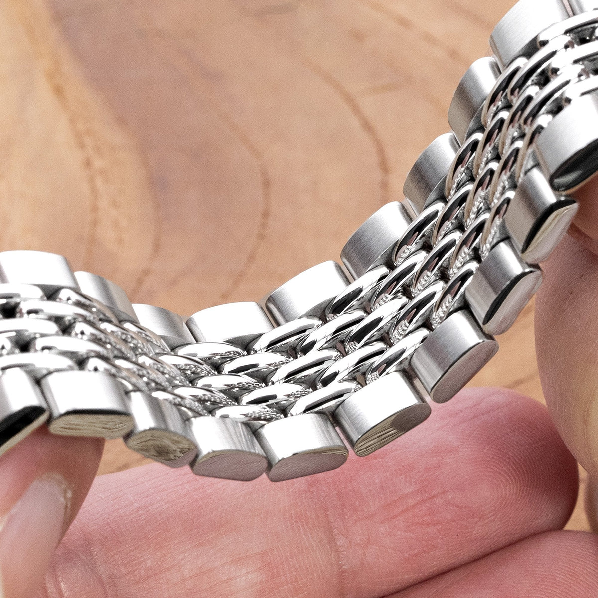 22mm Goma BOR 316L Stainless Steel Watch Band for Orient Kamasu, Brushed and Polished V-Clasp Strapcode Watch Bands