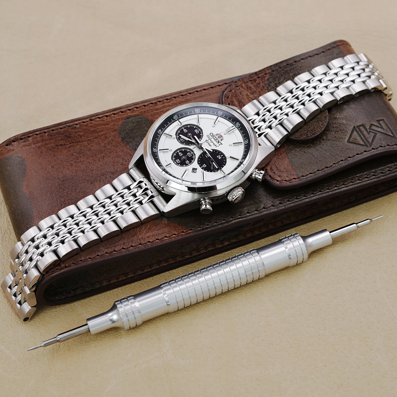 22mm Goma BOR Watch Band Straight End, 316L Stainless Steel Brushed and Polished V-ClaspStrapcode Watch Bands