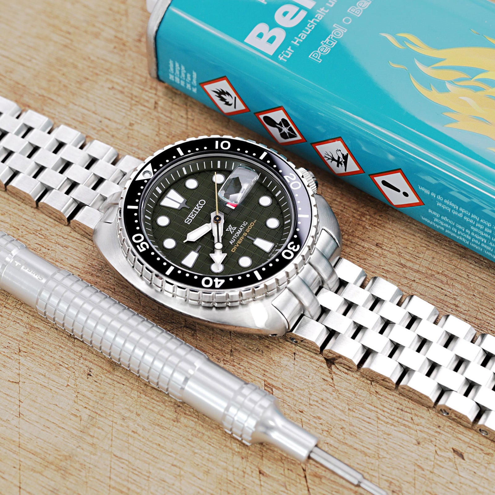 22mm Super Engineer II 316L Stainless Steel Watch Bracelet for Seiko New Turtles SRP777 & PADI SRPA21 V-Clasp Button Double Loc Strapcode Watch Bands