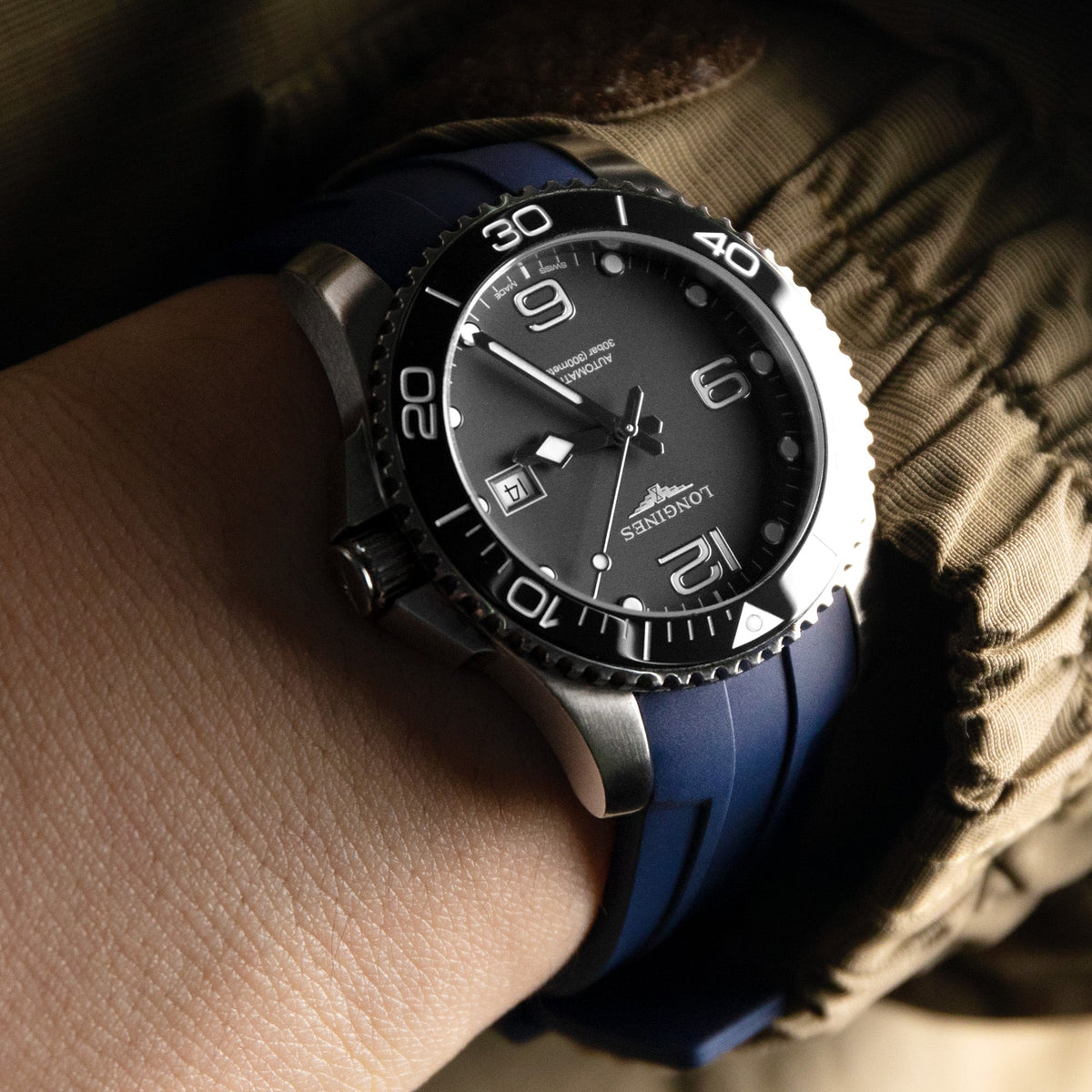 StrapXPro Premium Series - LXH1C Rubber Strap for Longines Hydroconquest Conquest Series Navy Blue