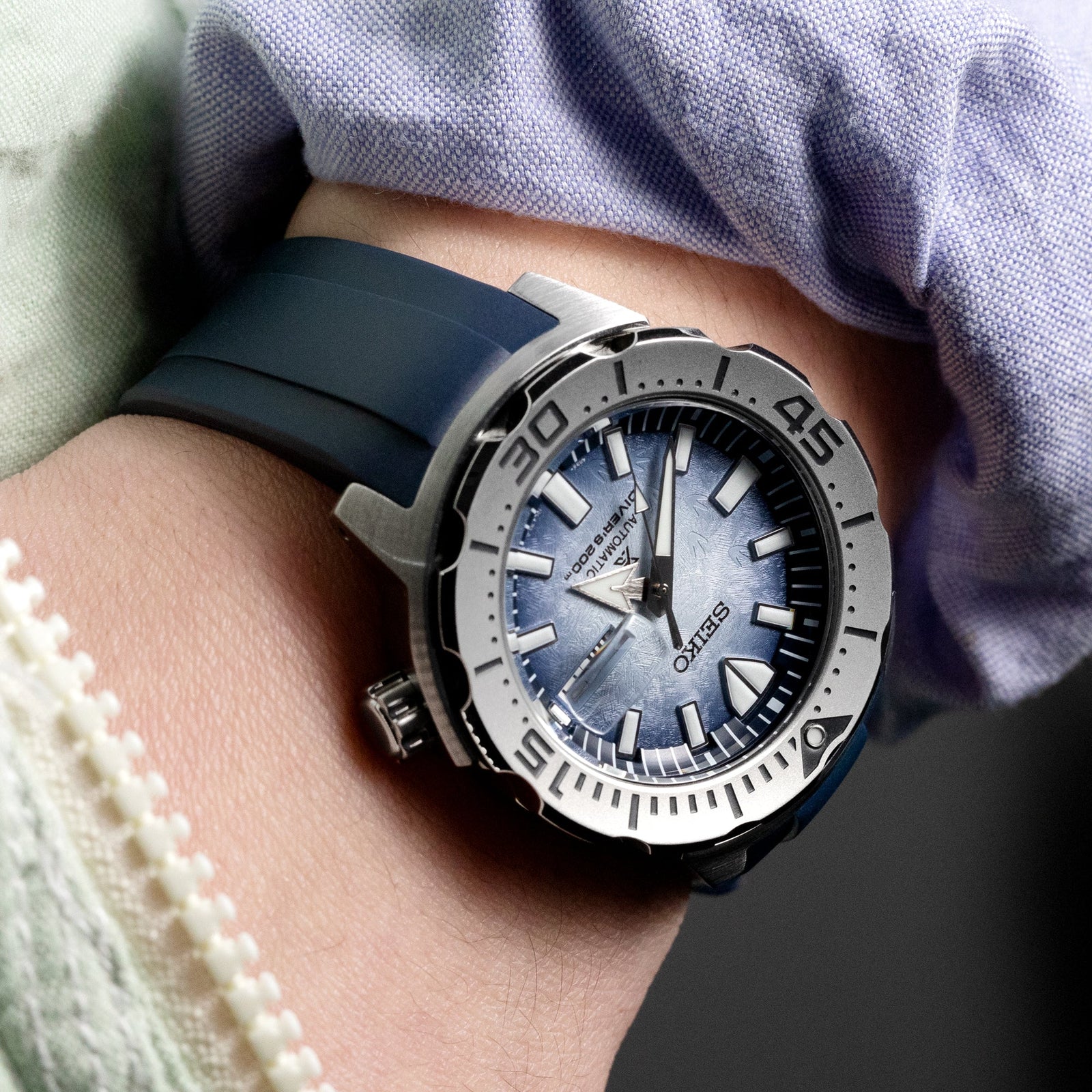 StrapXPro Lite - MX1A Rubber Strap for New Seiko Monster 4th Gen., Cloudbrust Blue