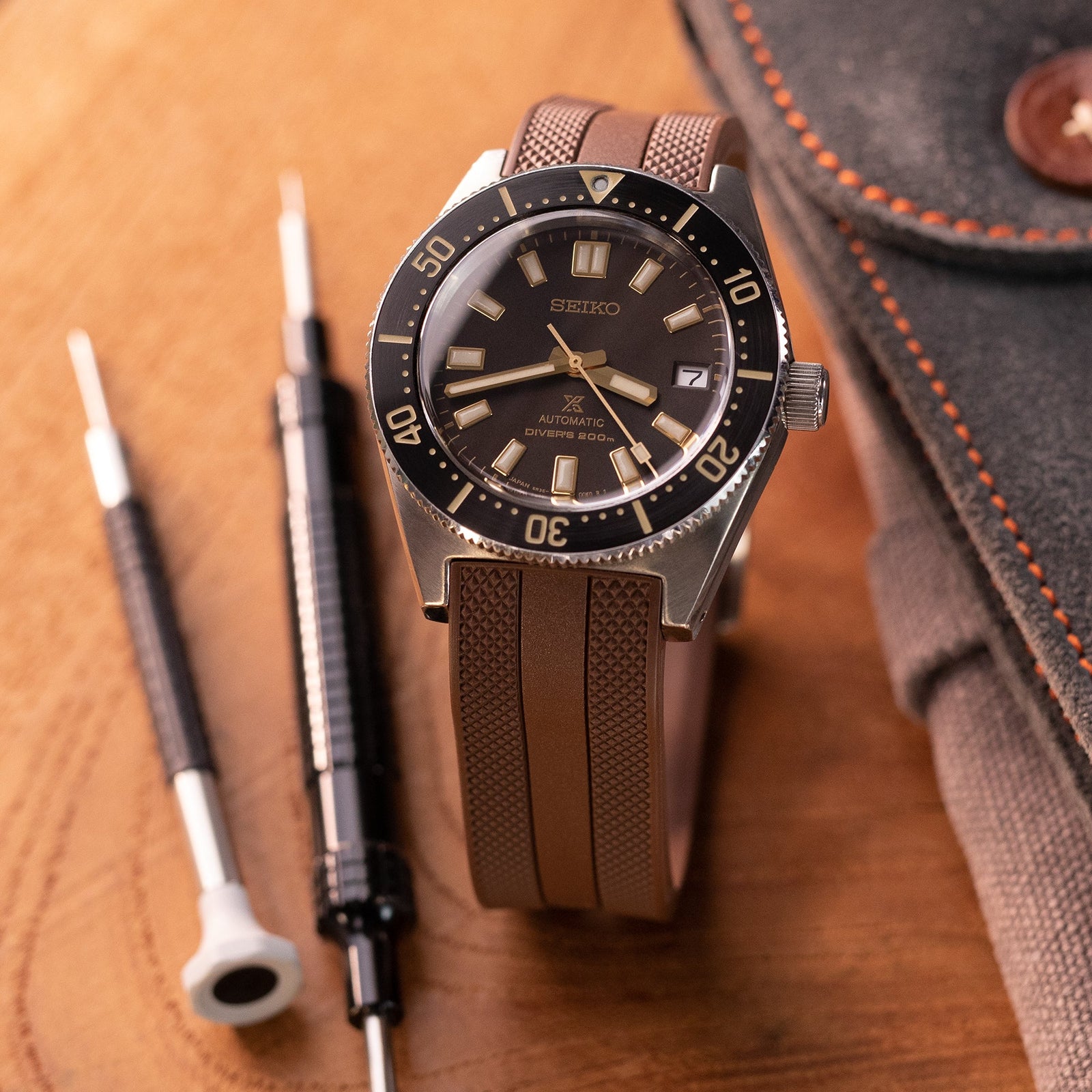 StrapXPro - SPX1C Rubber Strap For Seiko 62MAS (63Mas) SPB/SBDC Series, Brown Strapcode watch bands