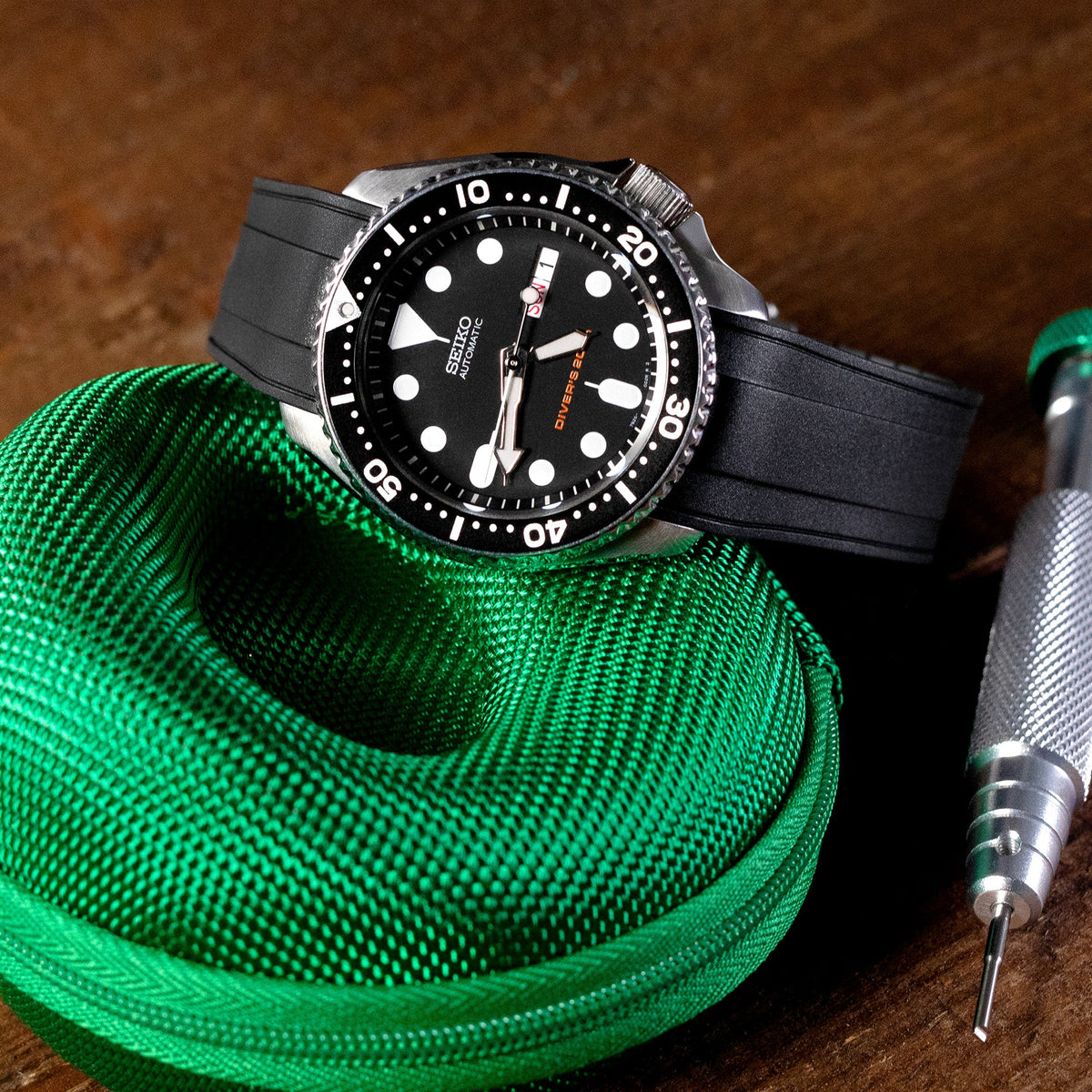 StrapXPro - SX1A Rubber Strap for Seiko SKX007, Black