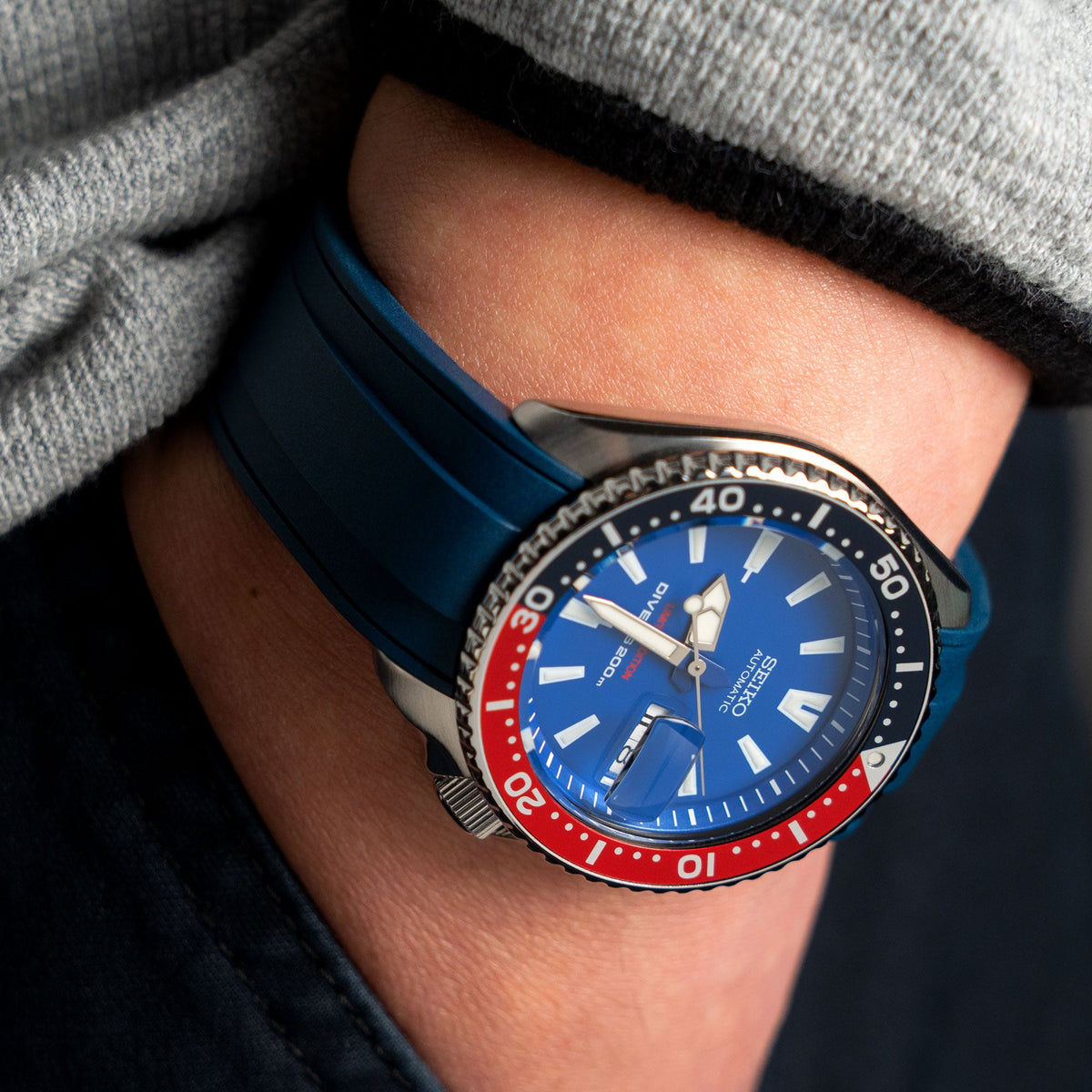 StrapXPro - SX1A Rubber Strap for Seiko SKX007, Blue
